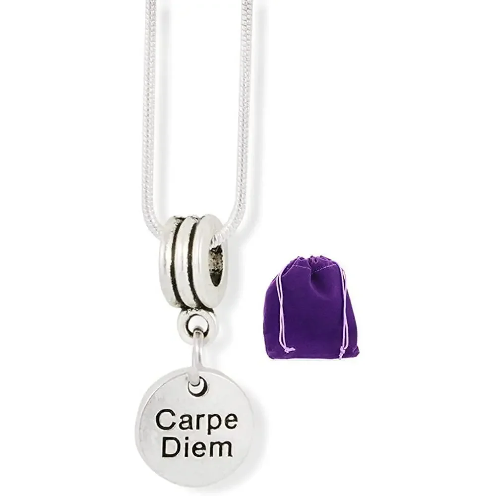 Carpe Diem Seize The Day Charm Snake Chain Necklace